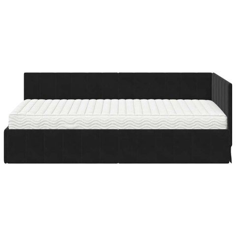 Rama Łóżka Narożnego z Materacem 2 pcs Czarny Aksamit