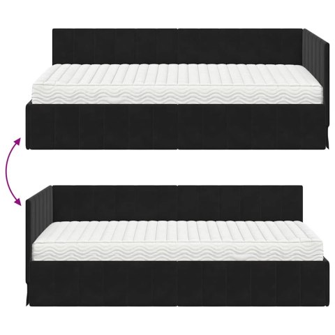 Rama Łóżka Narożnego z Materacem 2 pcs Czarny Aksamit