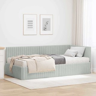VidaXL Rama Łóżka Narożnego z Materacem 2 pcs Jasnoszary Aksamit