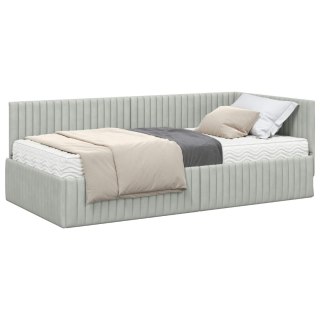 VidaXL Rama Łóżka Narożnego z Materacem 2 pcs Jasnoszary Aksamit