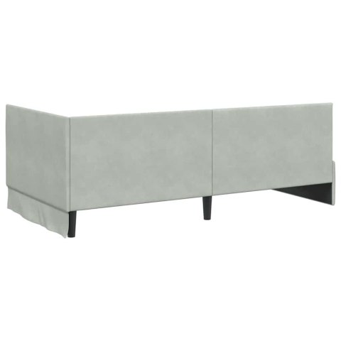 Rama Łóżka Narożnego z Materacem 2 pcs Jasnoszary Aksamit