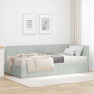 VidaXL Rama Łóżka Narożnego z Materacem 2 pcs Jasnoszary Aksamit