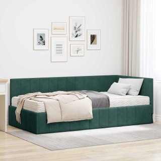 VidaXL Rama Łóżka Narożnego z Materacem 2 pcs Zielony Aksamit