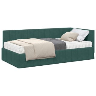 VidaXL Rama Łóżka Narożnego z Materacem 2 pcs Zielony Aksamit