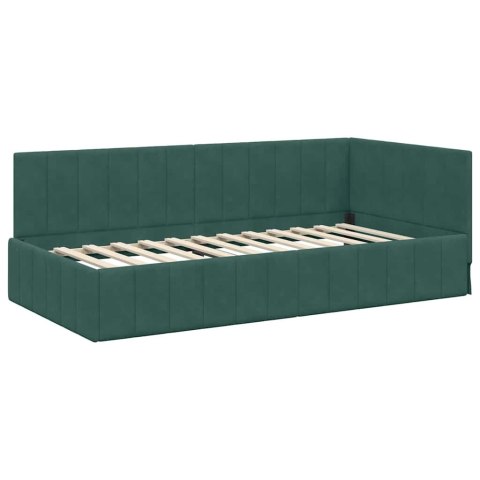 Rama Łóżka Narożnego z Materacem 2 pcs Zielony Aksamit