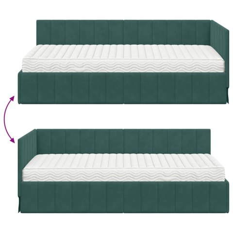 Rama Łóżka Narożnego z Materacem 2 pcs Zielony Aksamit