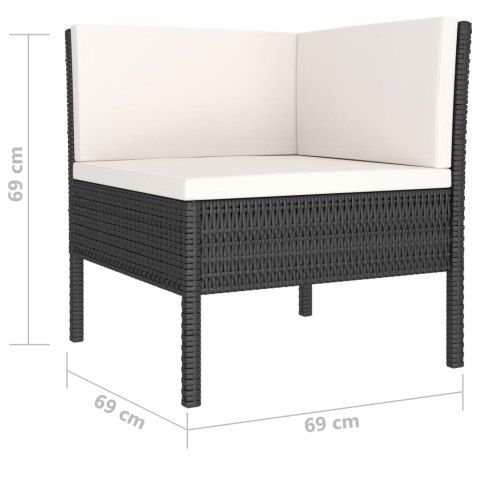 10-cz. zestaw mebli do ogrodu, poduszki, rattan PE, czarny