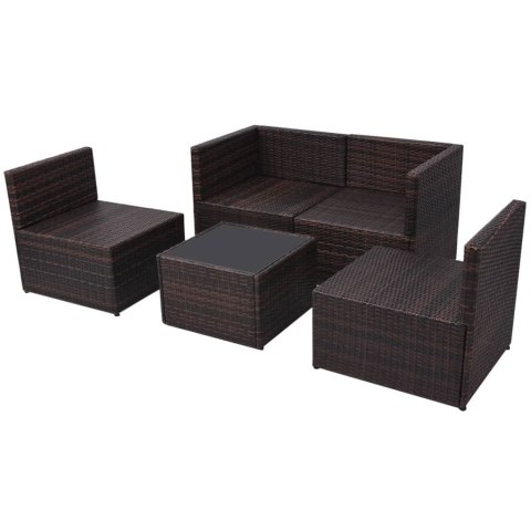 5-cz. zestaw mebli do ogrodu, poduszki, rattan PE, brązowy