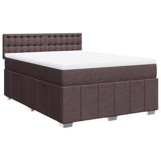 VidaXL Łóżko kontynentalne z materacem, brązowe, tkanina, 160x200 cm