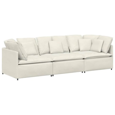Sofa modułowa z poduszkami aksamitna kremowa