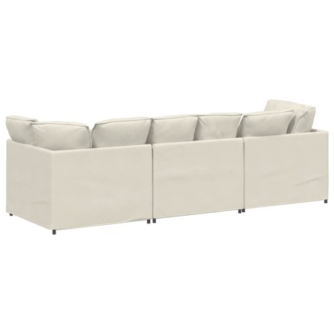 Sofa modułowa z poduszkami aksamitna kremowa