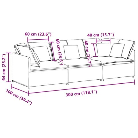 Sofa modułowa z poduszkami aksamitna kremowa