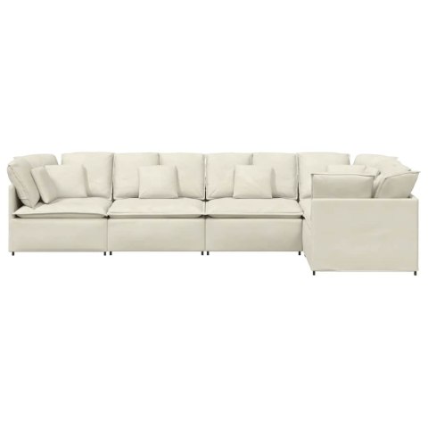 Sofa modułowa z poduszkami aksamitna kremowa