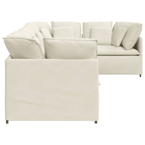 Sofa modułowa z poduszkami aksamitna kremowa