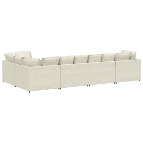 Sofa modułowa z poduszkami aksamitna kremowa