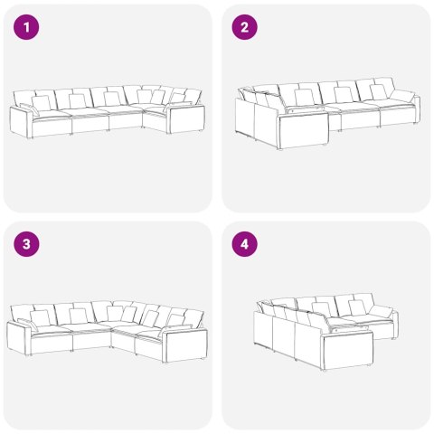 Sofa modułowa z poduszkami aksamitna kremowa