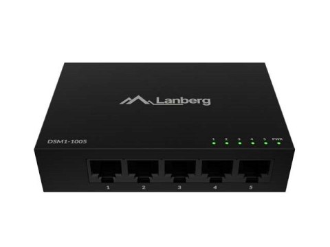 LANBERG SWITCH DSM1-1005 5X1GB/S NIEZARZĄDZALNY GIGABIT ETHERNET DESKTOP 12V (OBUDOWA METALOWA)