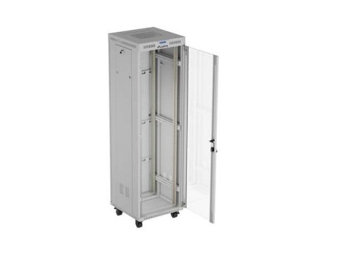 LANBERG SZAFA INSTALACYJNA RACK STOJĄCA 19" 42U 600X600 SZARA DRZWI PRZESZKLONE LCD (FLAT PACK) V2