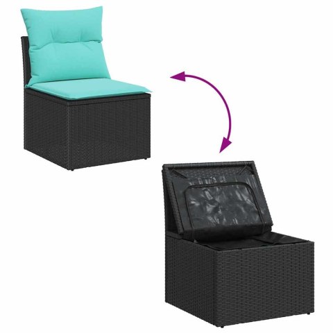 Zestaw Sof na Ogród z poduszką 10 pcs Czarny Rattan poli
