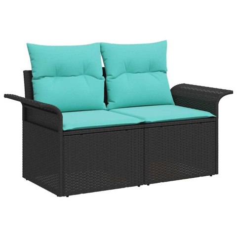 Zestaw Sof na Ogród z poduszką 11 pcs Czarny Rattan poli