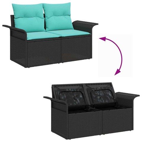 Zestaw Sof na Ogród z poduszką 11 pcs Czarny Rattan poli