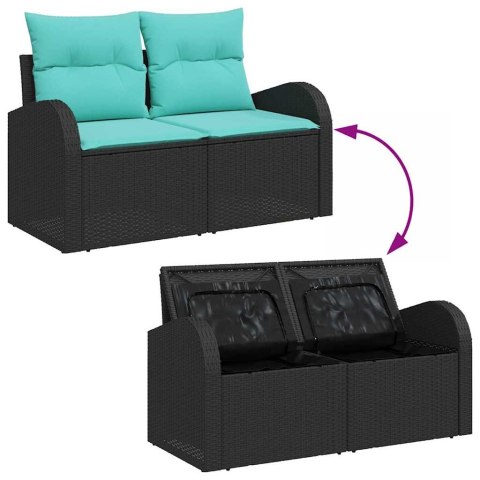Zestaw Sof na Ogród z poduszką 6 pcs Czarny Rattan poli