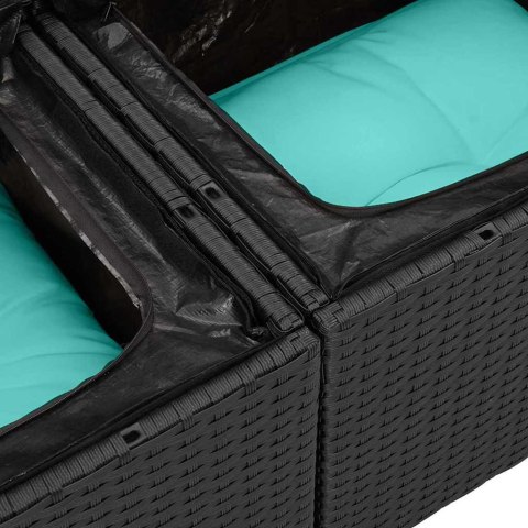 Zestaw Sof na Ogród z poduszką 7 pcs Czarny Rattan poli
