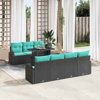 VidaXL Zestaw Sof na Ogród z poduszką 8 pcs Czarny Rattan poli