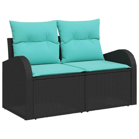 Zestaw Sof na Ogród z poduszką 8 pcs Czarny Rattan poli