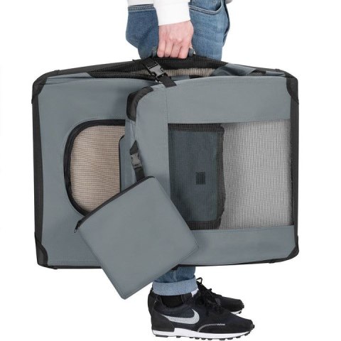 Składany transporter dla psa z siatką 50x34x36 cm szary