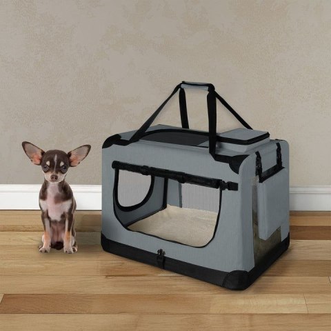 Składany transporter dla psa z siatką 50x34x36 cm szary