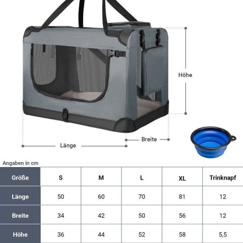 Składany transporter dla psa z siatką 50x34x36 cm szary