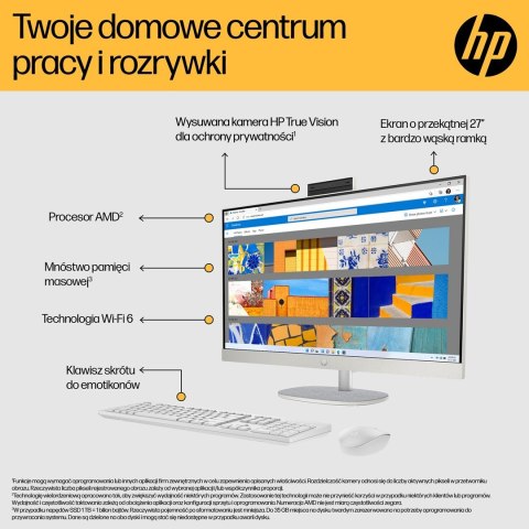 HP AiO 27-cr0204nw Ryzen 7 7730U 27.0"FHD IPS 300nits AG 16GB DDR4 3200 SSD512 Radeon Vega 8 LAN Cam1080p+IR NoOS Shell White Sh