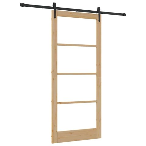 Drzwi przesuwne Naturalny i czarny 93 x 211 cm