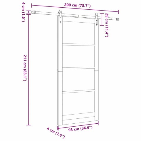 Drzwi przesuwne Naturalny i czarny 93 x 211 cm