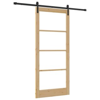 VidaXL Drzwi przesuwne ORKDAL Naturalny i czarny 93 x 211 cm