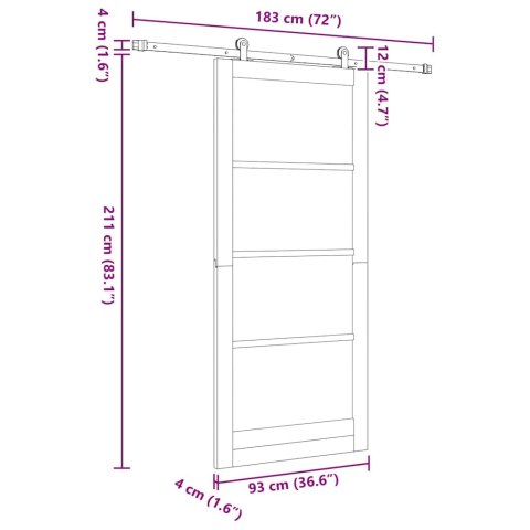 Drzwi przesuwne ORKDAL Naturalny i czarny 93 x 211 cm
