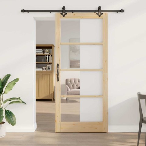 Drzwi przesuwne ORKDAL Naturalny i czarny 93 x 211 cm
