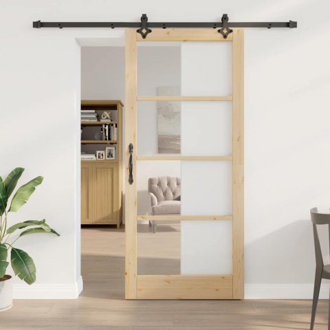 Drzwi przesuwne ORKDAL Naturalny i czarny 93 x 211 cm