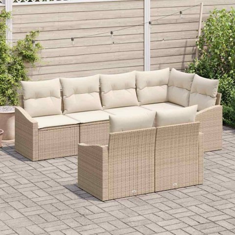 Zestaw Sof z poduszką 7 pcs Beżowy polirattan