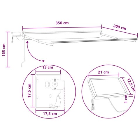 Markiza ręczna z LEDami Jasnoszary i biały.