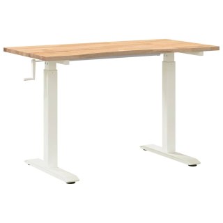 Biurko z przechowywaniem Biały i naturalny 120 x 60 cm Dąb lite