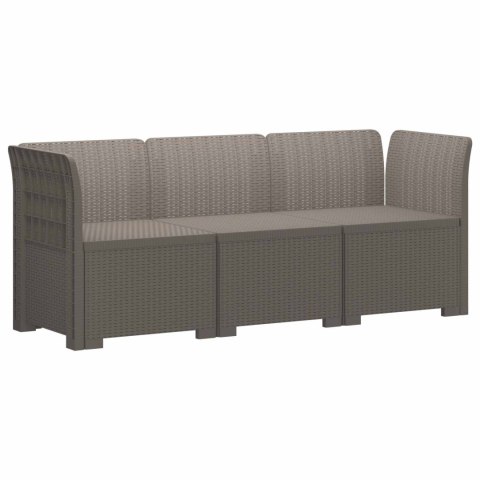 Sofa Ogrodowa 3-osobowa Rattanowa PP jasnoszary