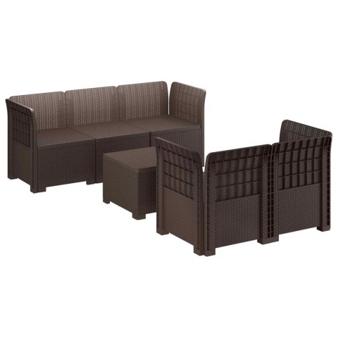 5-osobowa sofa ogrodowa w stylu rattanowym PP brązowy
