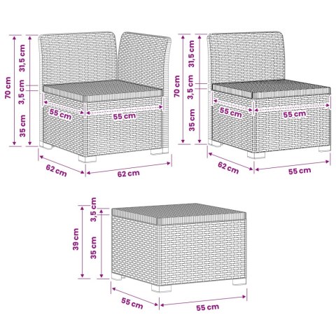 5-osobowa sofa ogrodowa w stylu rattanowym PP brązowy