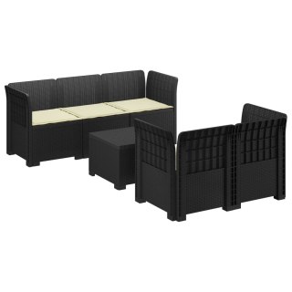 VidaXL 5-osobowa sofa ogrodowa z poduszkami w stylu rattanowym PP