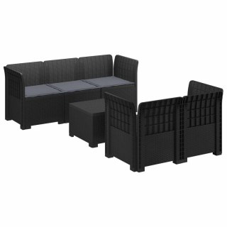 VidaXL 5-osobowa sofa ogrodowa z poduszkami w stylu rattanowym PP