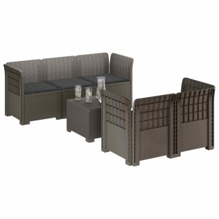 VidaXL 5-osobowa sofa ogrodowa z poduszkami w stylu rattanowym PP