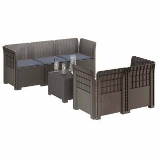 VidaXL 5-osobowa sofa ogrodowa z poduszkami w stylu rattanowym PP