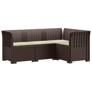 VidaXL Ogród Sofa 4-osobowa z poduszkami Wygląd Rattanu PP brązowy